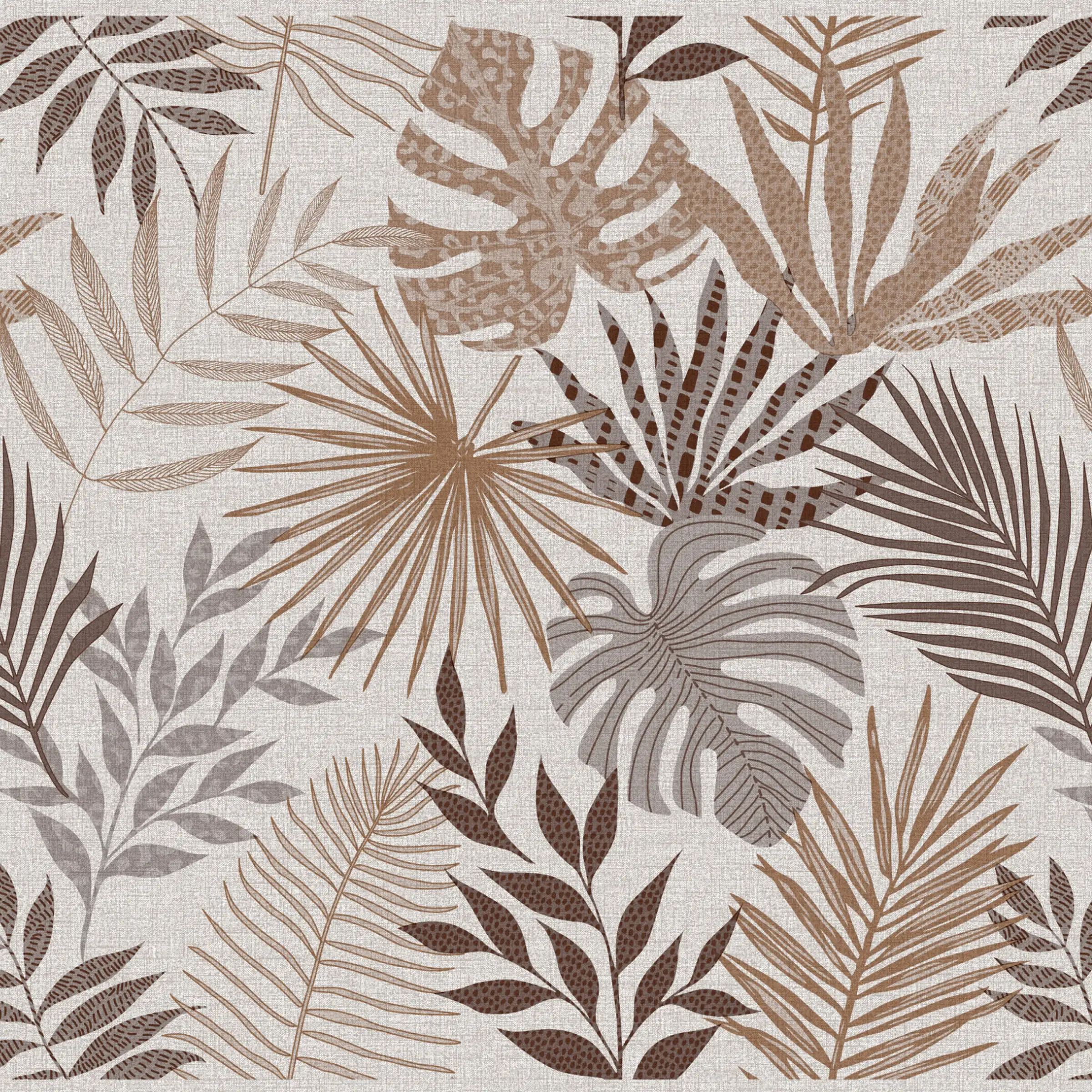 Cerata Stołowa Glitter na Tkaninie Poliestrowej – Tropikalne Liście – Beżowo-Złota