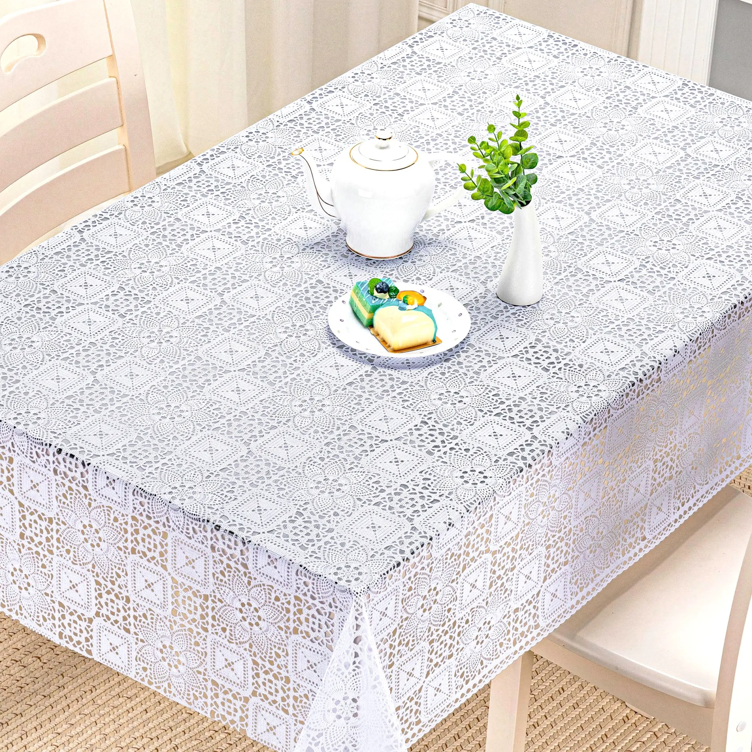 Cerata Stołowa Koronkowa Winylowa – Wzór Koronka – Biała