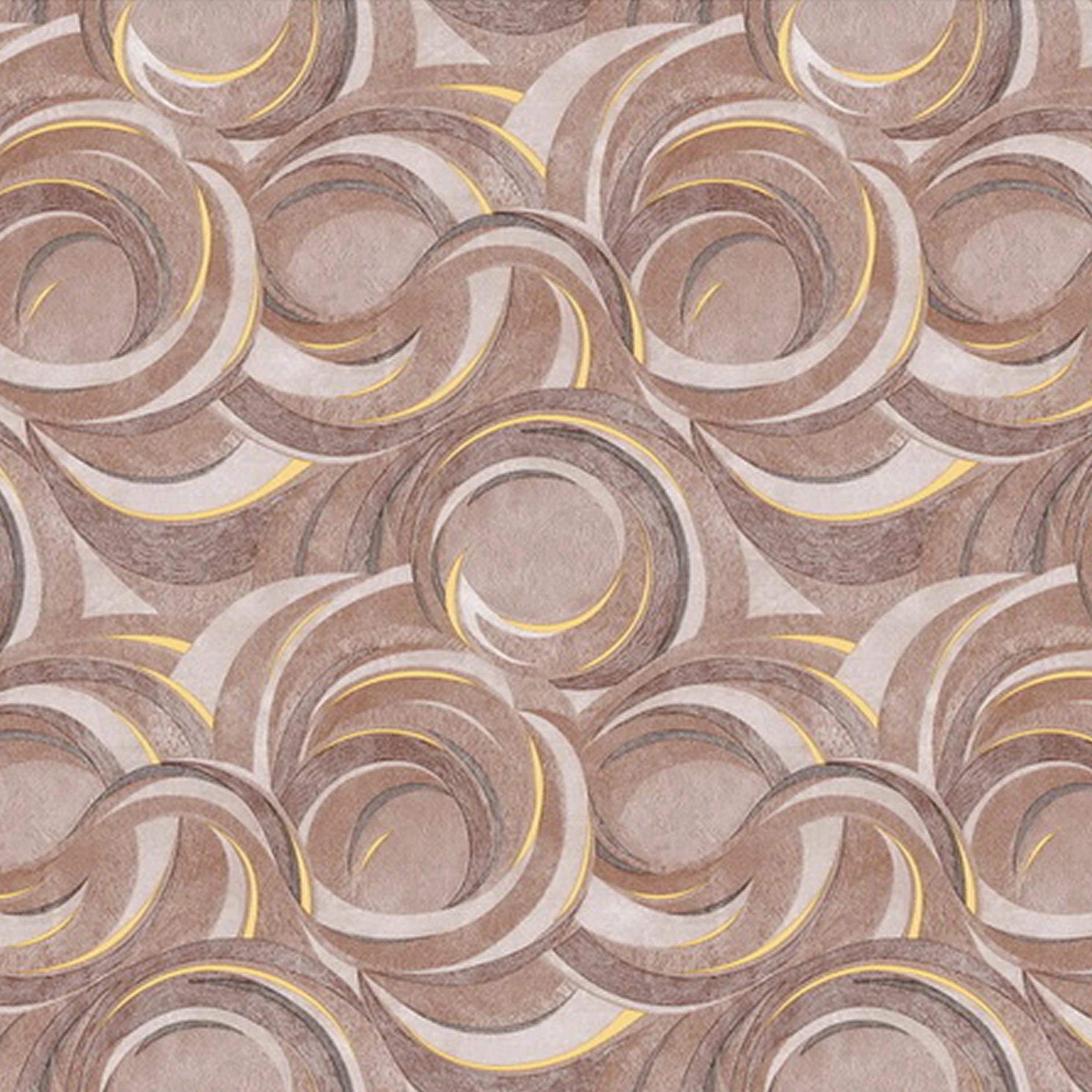 Cerata Stołowa PVC na Włókninie – Geometryczne Okręgi – Beżowo-Brązowa