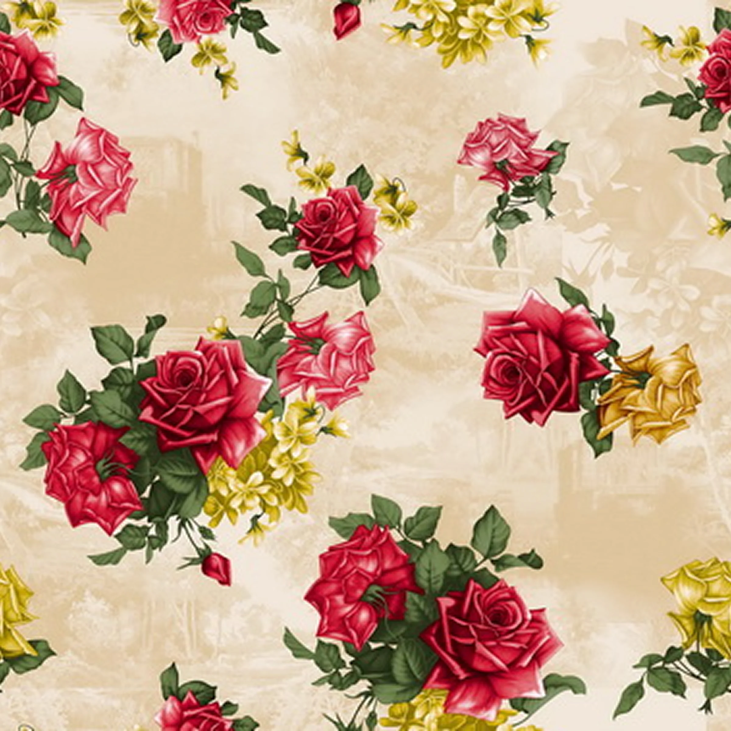 Cerata Stołowa PVC na Włókninie – Klasyczne Róże – Beżowo-Czerwona