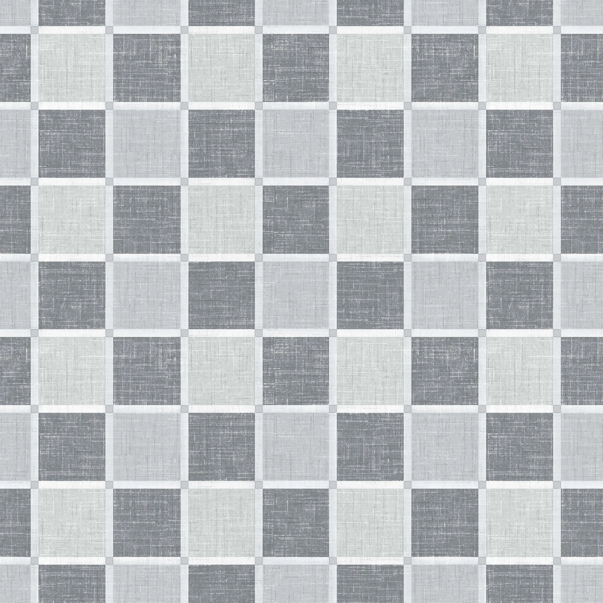 Cerata Stołowa PVC na Włókninie – Mała Kratka – Szaro-Biała