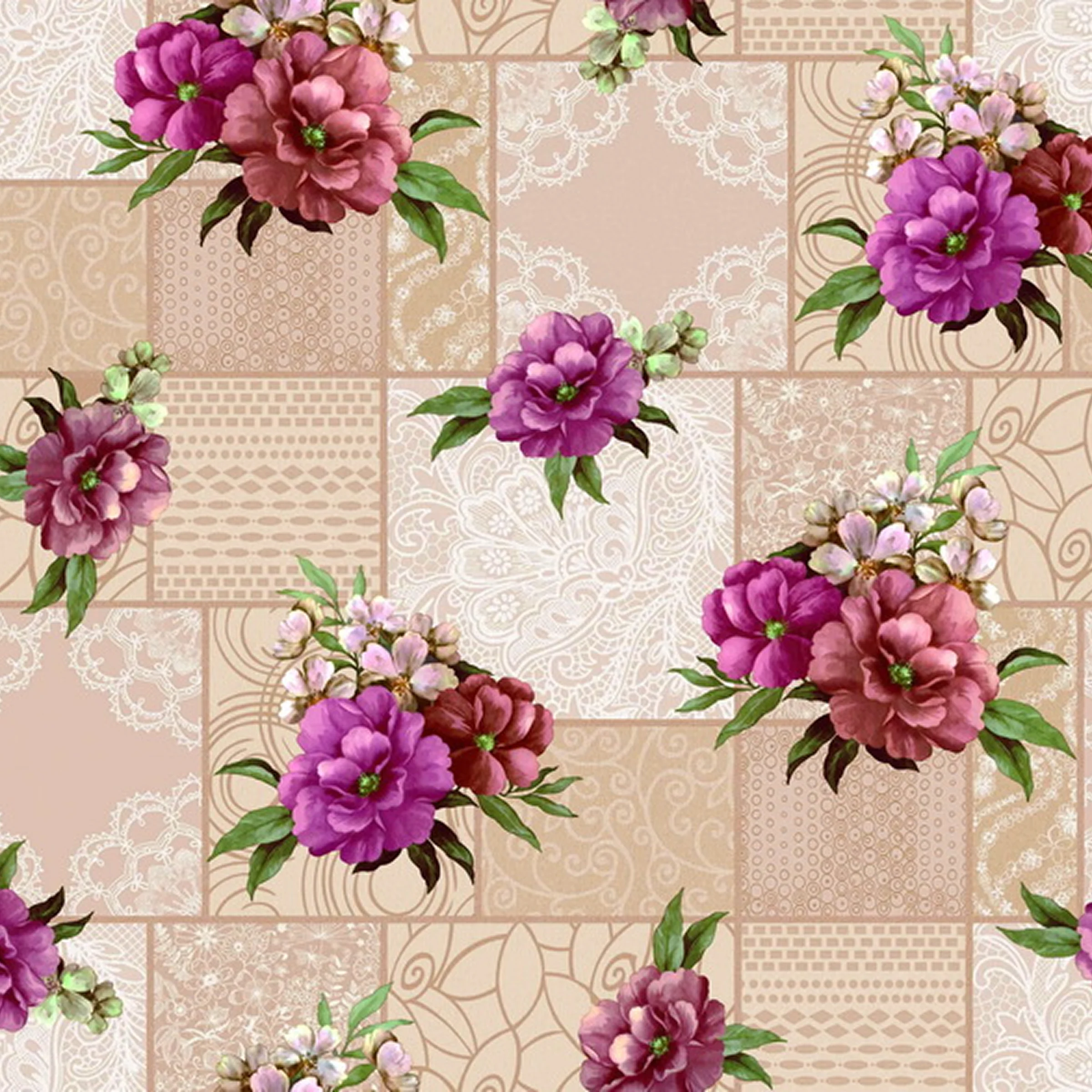 Cerata Stołowa PVC na Włókninie – Róże Vintage – Beżowa